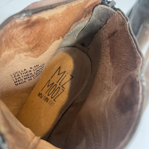 Miz Mooz Luella Brown Leather Point Toe Heeled Booties Size 6.5 - Picture 7 of 8